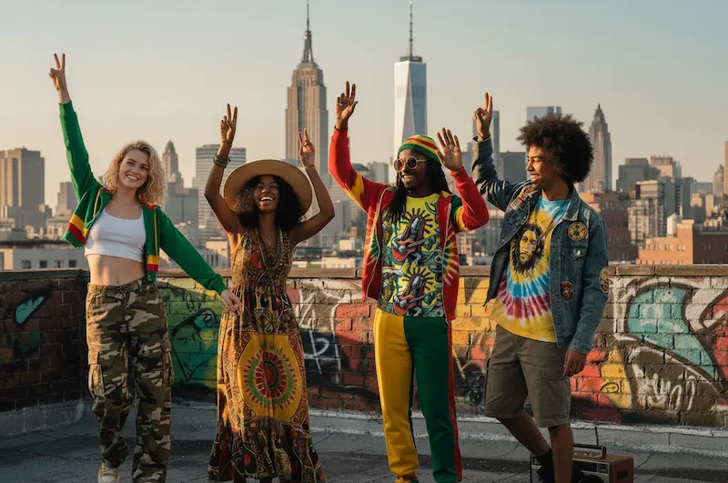 A group of young New York friends show their reggae attire